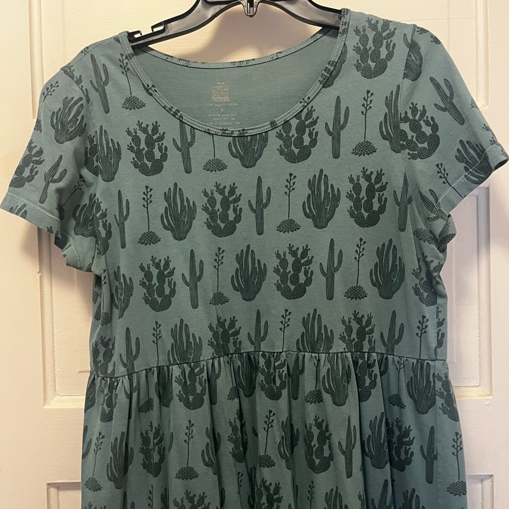 Cactus Print dark teal Women's Dress Winter Water Factory